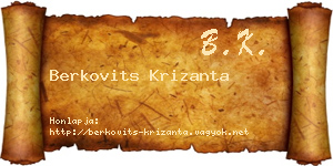 Berkovits Krizanta névjegykártya